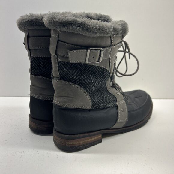 Rock & Candy By Zigi Danlea Gray Lace Up Faux Fur Trim Boots Womens Sz 10M - Picture 3 of 6